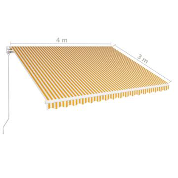 Manual Retractable Awning 400x300 cm - Yellow & White