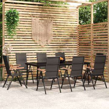 9 Piece Black Garden Dining Set - Stylish Outdoor Furniture