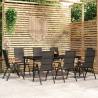 9 Piece Garden Dining Set Black Size 200 cm table length Number of 8 