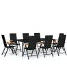 9 Piece Black Garden Dining Set - Stylish Outdoor Furniture