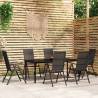 7 Piece Garden Dining Set Black Size 200 cm table length Number of 6 