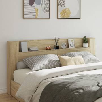 Stylish Sonoma Oak Headboard Cabinet with LED - 220x16.5x103.5 cm