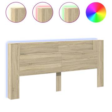 Stylish Sonoma Oak Headboard Cabinet with LED - 220x16.5x103.5 cm