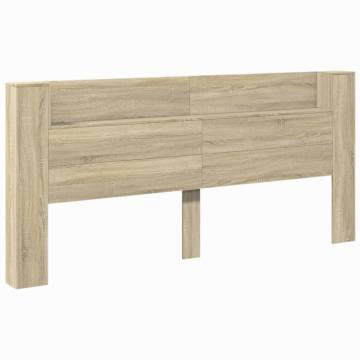 Stylish Sonoma Oak Headboard Cabinet with LED - 220x16.5x103.5 cm