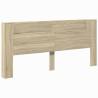 Stylish Sonoma Oak Headboard Cabinet with LED - 220x16.5x103.5 cm