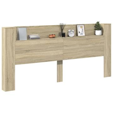 Stylish Sonoma Oak Headboard Cabinet with LED - 220x16.5x103.5 cm