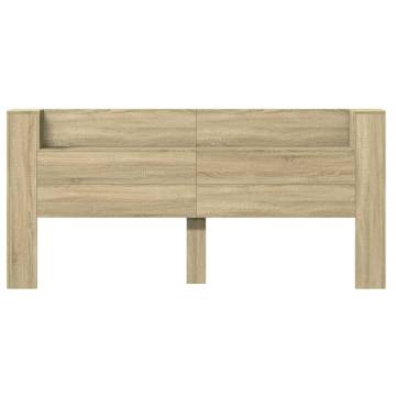 Stylish Sonoma Oak Headboard Cabinet with LED - 220x16.5x103.5 cm