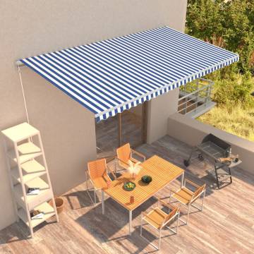 Manual Retractable Awning 600x300 cm - Blue & White