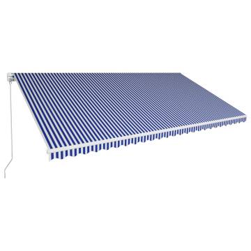 Manual Retractable Awning 600x300 cm - Blue & White