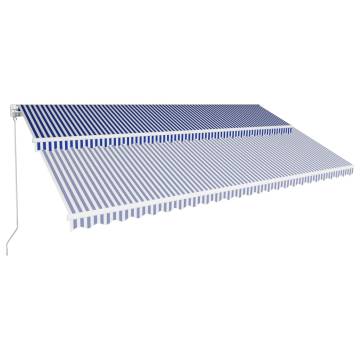 Manual Retractable Awning 600x300 cm - Blue & White