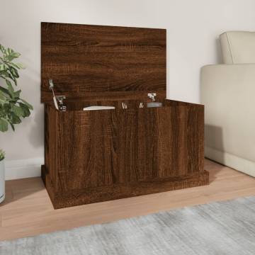 Brown Oak Storage Box - 70x40x38 cm Engineered Wood