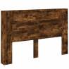 Modern Headboard Cabinet with LED - Smoked Oak Design