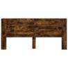 Modern Headboard Cabinet with LED in Smoked Oak - 220x16.5 cm