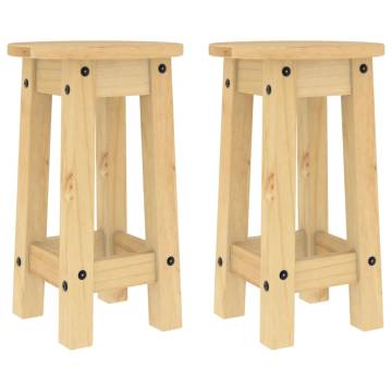 Bar Stools 2 pcs Solid Wood Pine - Rustic Home Decor