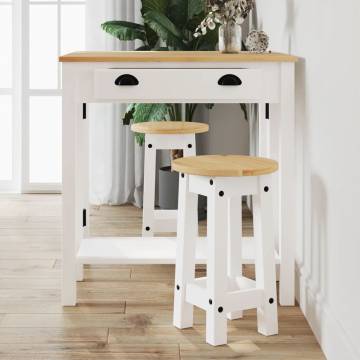 Bar Stools 2 pcs White Solid Wood Pine | Hipomarket