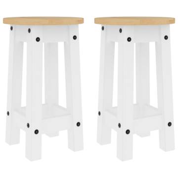 Bar Stools 2 pcs White Solid Wood Pine | Hipomarket