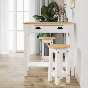 Bar Stools 2 pcs White Solid Wood Pine | Hipomarket