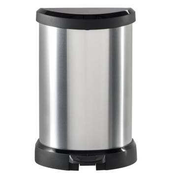 Curver Pedal Bin Deco D-Shape 15L Silver - Stylish Waste Solution