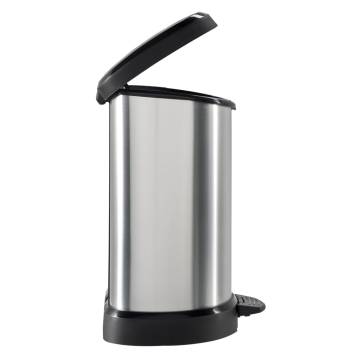 Curver Pedal Bin Deco D-Shape 15L Silver - Stylish Waste Solution