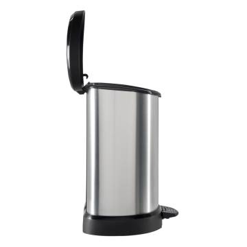 Curver Pedal Bin Deco D-Shape 15L Silver - Stylish Waste Solution