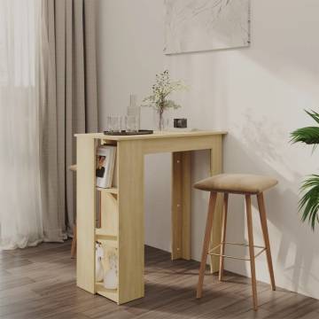 Sonoma Oak Bar Table with Shelf - Perfect for Small Spaces