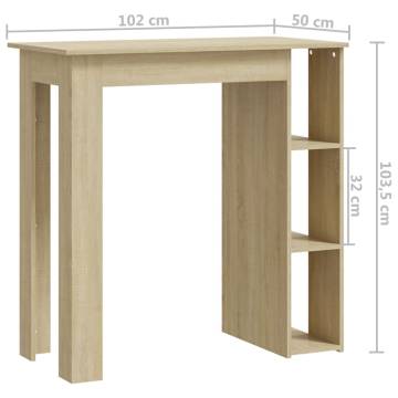 Sonoma Oak Bar Table with Shelf - Perfect for Small Spaces