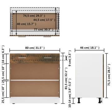 Drawer Bottom Cabinet Smoked Oak | Ample Storage Solution