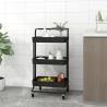 3-Tier Kitchen Trolley Black 42x35x85 cm Iron and ABS Colour black 