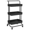 3-Tier Kitchen Trolley Black - Space-Saving Storage Solution