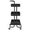 3-Tier Kitchen Trolley Black - Space-Saving Storage Solution