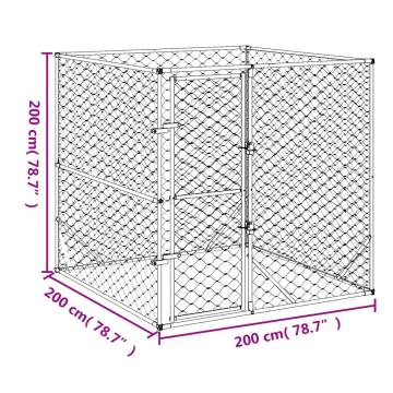 Outdoor Dog Kennel Silver 2x2x2 m - Galvanised Steel Safety