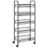 5-Tier Black Kitchen Trolley - Durable Iron Storage Cart