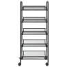 5-Tier Black Kitchen Trolley - Durable Iron Storage Cart