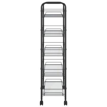 5-Tier Black Kitchen Trolley - Durable Iron Storage Cart