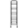 5-Tier Black Kitchen Trolley - Durable Iron Storage Cart