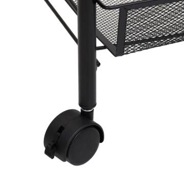 5-Tier Black Kitchen Trolley - Durable Iron Storage Cart