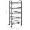 5-Tier Black Kitchen Trolley - Durable Iron Storage Cart