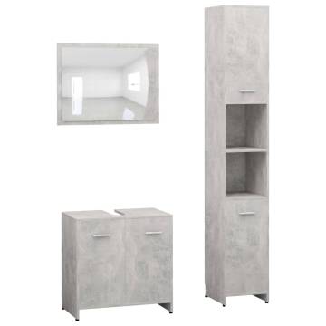 3 Piece Bathroom Furniture Set - Concrete Grey Engineered Wood