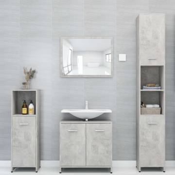 3 Piece Bathroom Furniture Set - Concrete Grey Engineered Wood