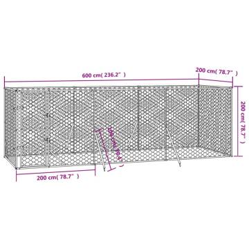 Outdoor Dog Kennel Silver 6x2x2 m - Galvanised Steel