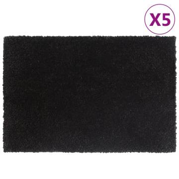 5 Pcs Black Tufted Coir Door Mats 40x60 cm | Hipomarket UK