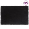 5 Pcs Black Tufted Coir Door Mats 40x60 cm | Hipomarket UK