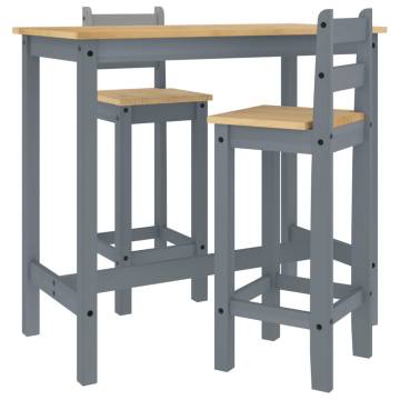 3 Piece Grey Bar Set - Solid Pine Wood | Hipomarket