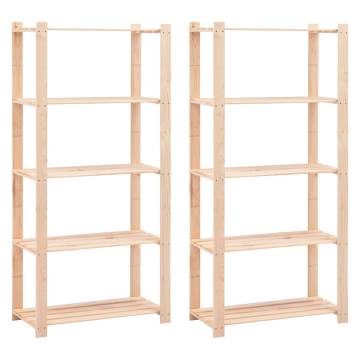 5-Tier Solid Pinewood Storage Racks - 2 pcs | Hipomarket UK