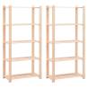 5-Tier Solid Pinewood Storage Racks - 2 pcs | Hipomarket UK