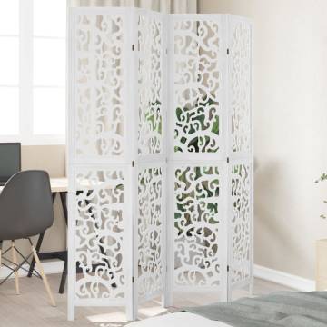 Elegant 4-Panel White Solid Wood Room Divider | HipoMarket