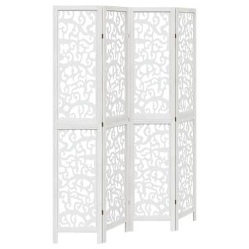 Elegant 4-Panel White Solid Wood Room Divider | HipoMarket