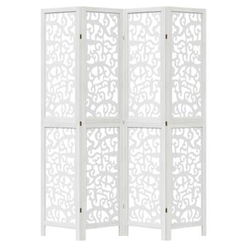 Elegant 4-Panel White Solid Wood Room Divider | HipoMarket