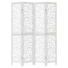 Elegant 4-Panel White Solid Wood Room Divider | HipoMarket