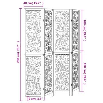 Elegant 4-Panel White Solid Wood Room Divider | HipoMarket